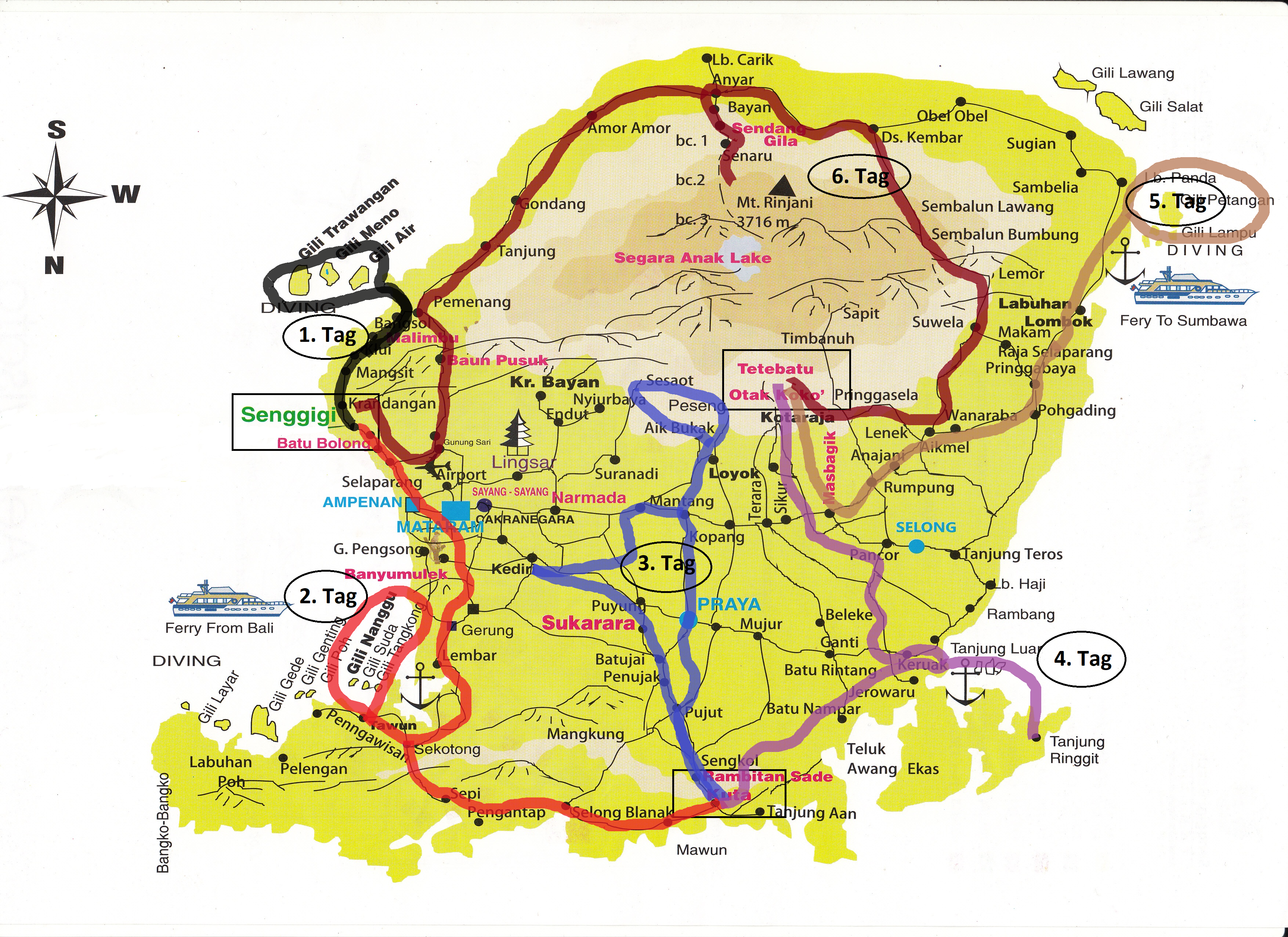 Lombok Landkarte | Iwan Lombok Tours | Lombok Guide